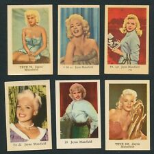 (6) JAYNE MANSFIELD TV & MUSIC STARS VINTAGE DUTCH TRADING CARDS  picture