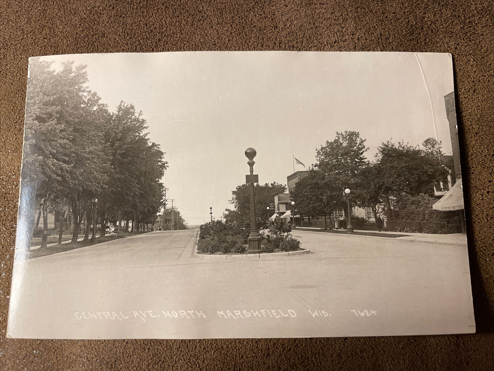 Marshfield WI Central Ave North real photo Postcard Wisconsin Early 1900’s RPPC