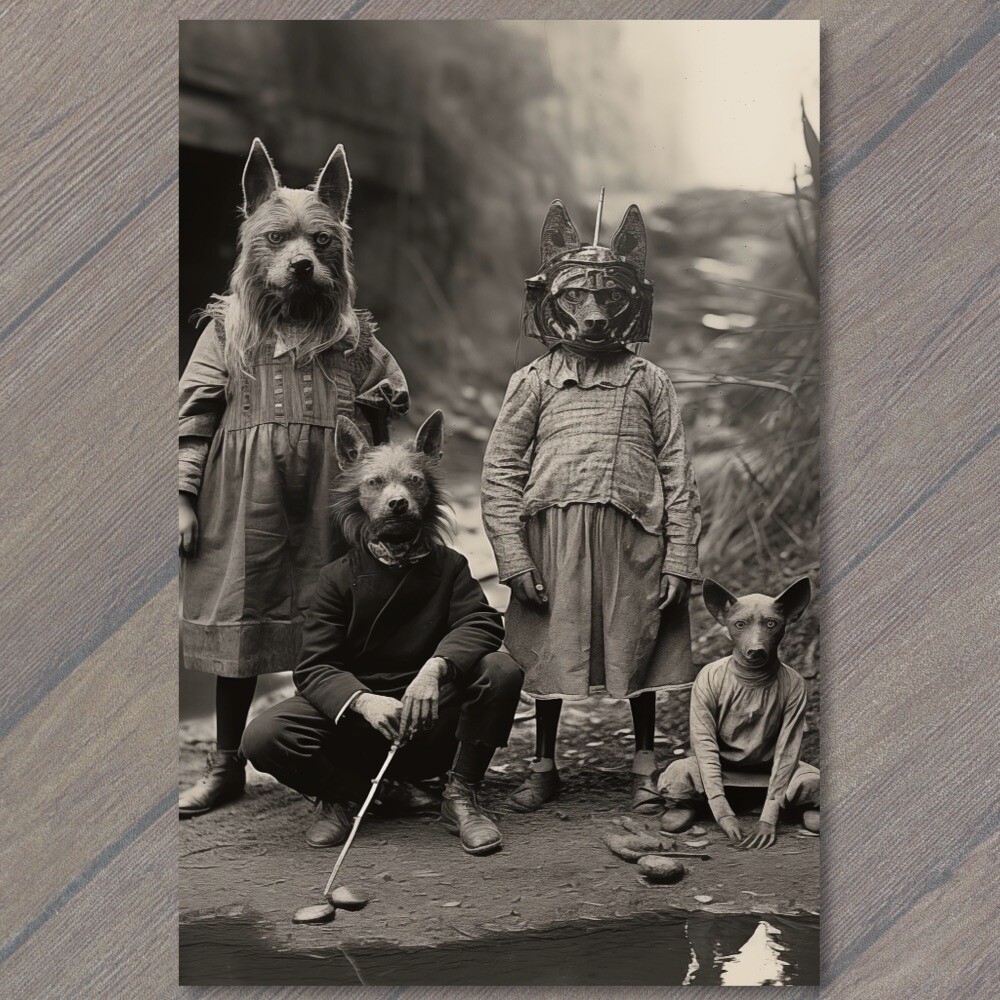 POSTCARD Weird Creepy Vintage Vibe Dog People Unreal Halloween Unusual 👻 V POSTCARD Weird Creepy Vintage Vibe Dog People Unreal Halloween Unusual 👻 V