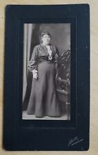 Waterbury, CT Cabinet Card large woman, full length dress w flower trim by Smith picture