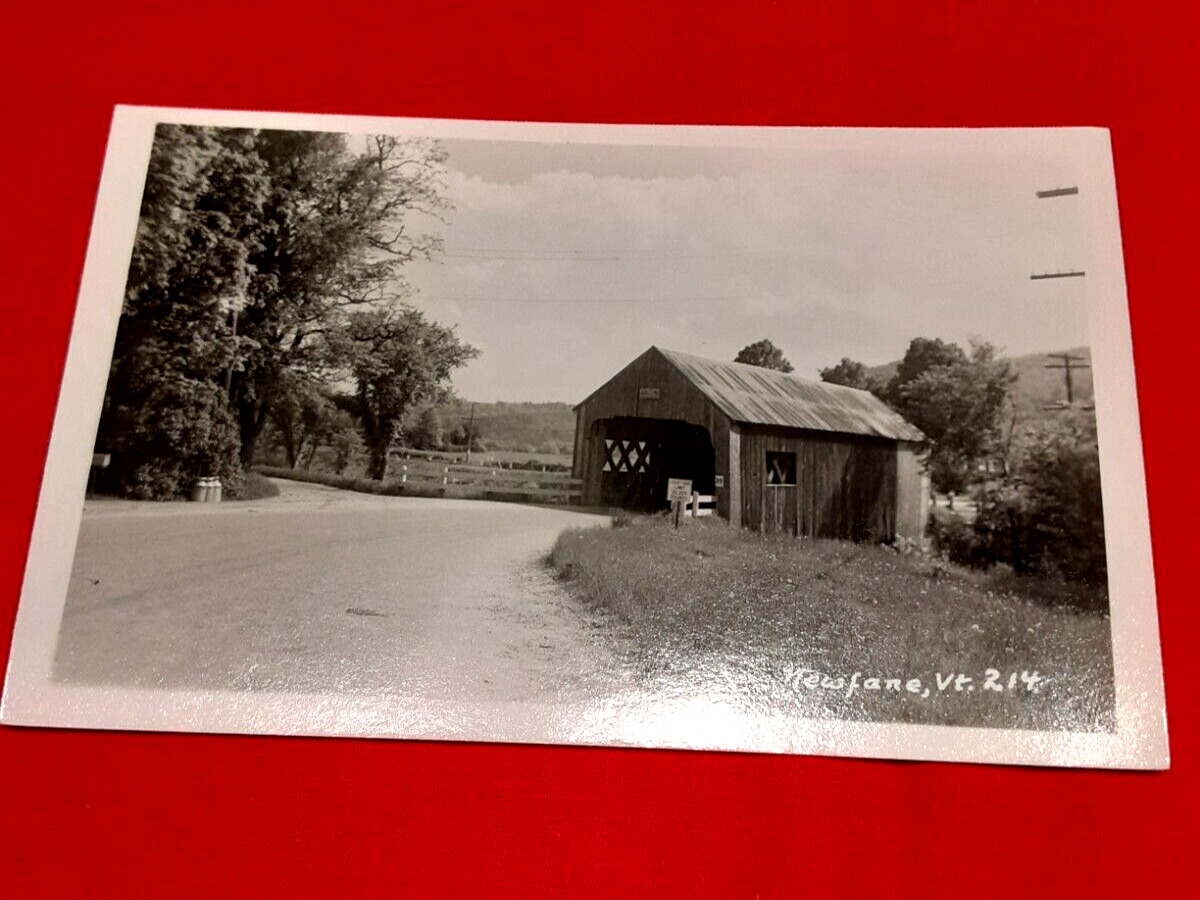 c1910s RPPC Old Covered Bridge  NEWFANE, WINDHAM CO., VERMONT unused POST CARD
