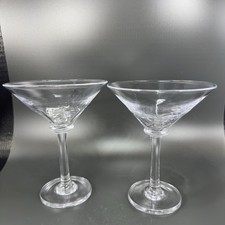 Simon Pearce Cavendish Clear Optic Hand Blown Glass Martini Glasses Cups Set 2 picture