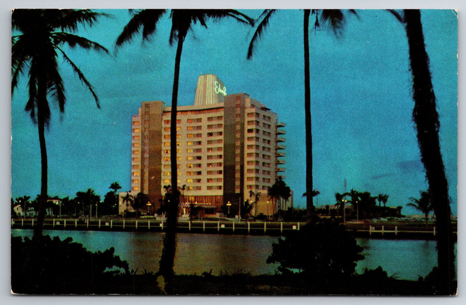 Vintage Postcard FL Miami Eden Roc Eventide Indian Creek Chrome ~10751