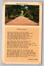 c1930 Poem Card No'th Ca'lina Bertoon Braley Linen Vintage Postcard picture