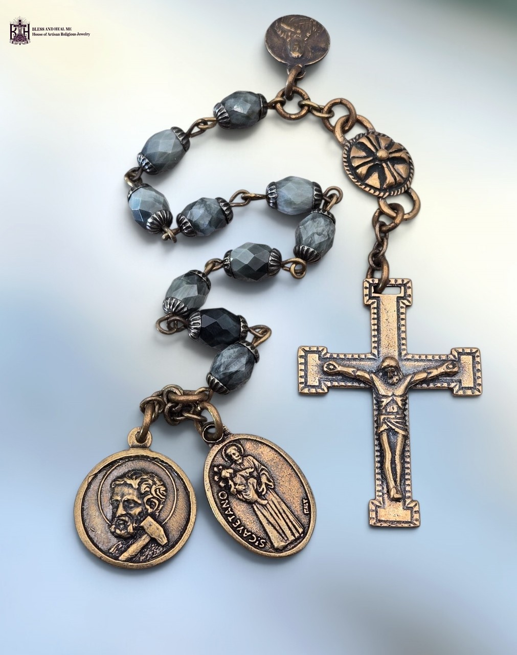 St Joseph St Cajetan St Michael Job Seaker Saints Chaplet - Bronze | Moonstone St Joseph St Cajetan St Michael Job Seaker Saints Chaplet - Bronze | Moonstone