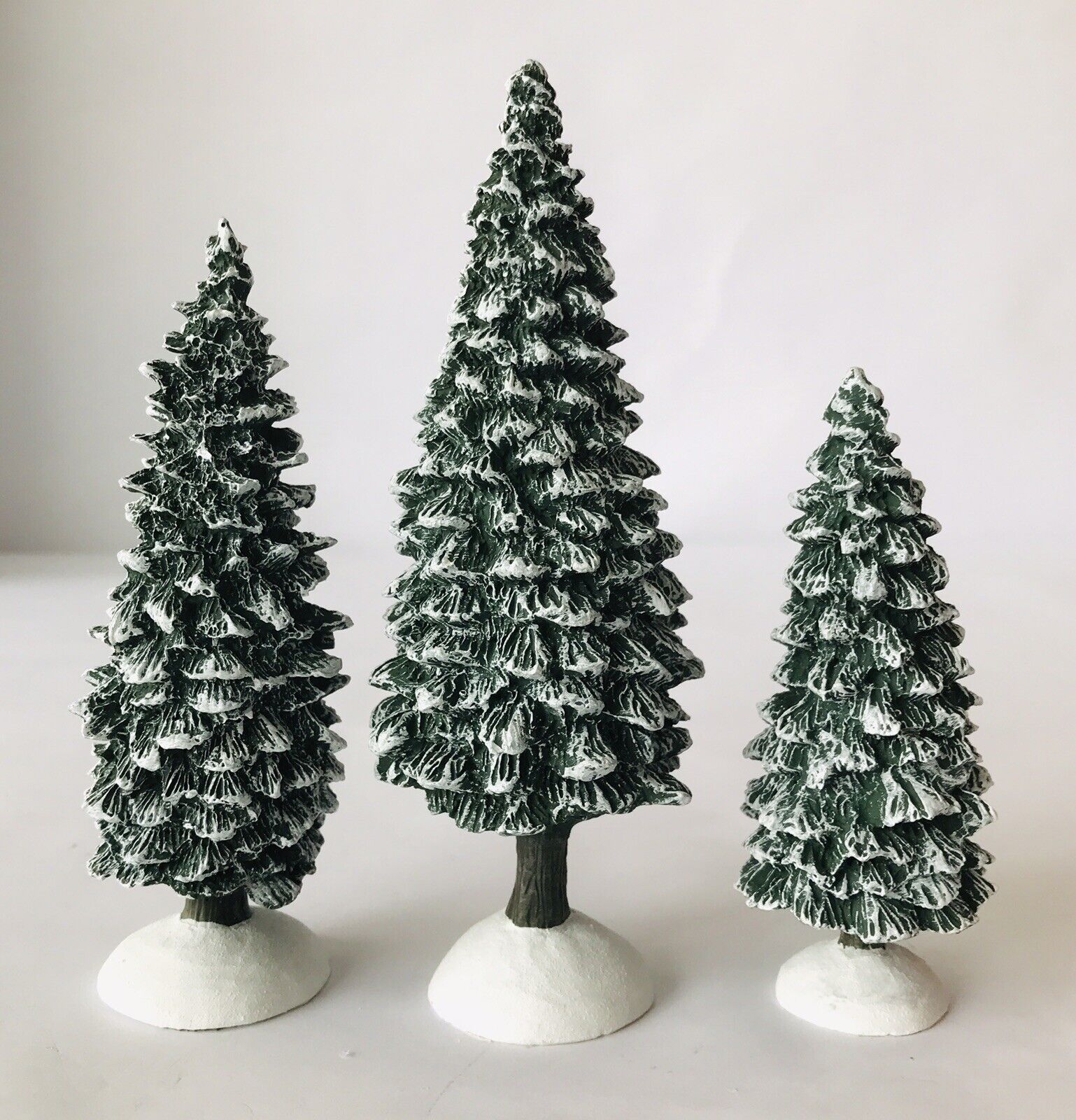 Hawthorne Village Snowy Pine Trees Lot of 3 Miniature 4\
