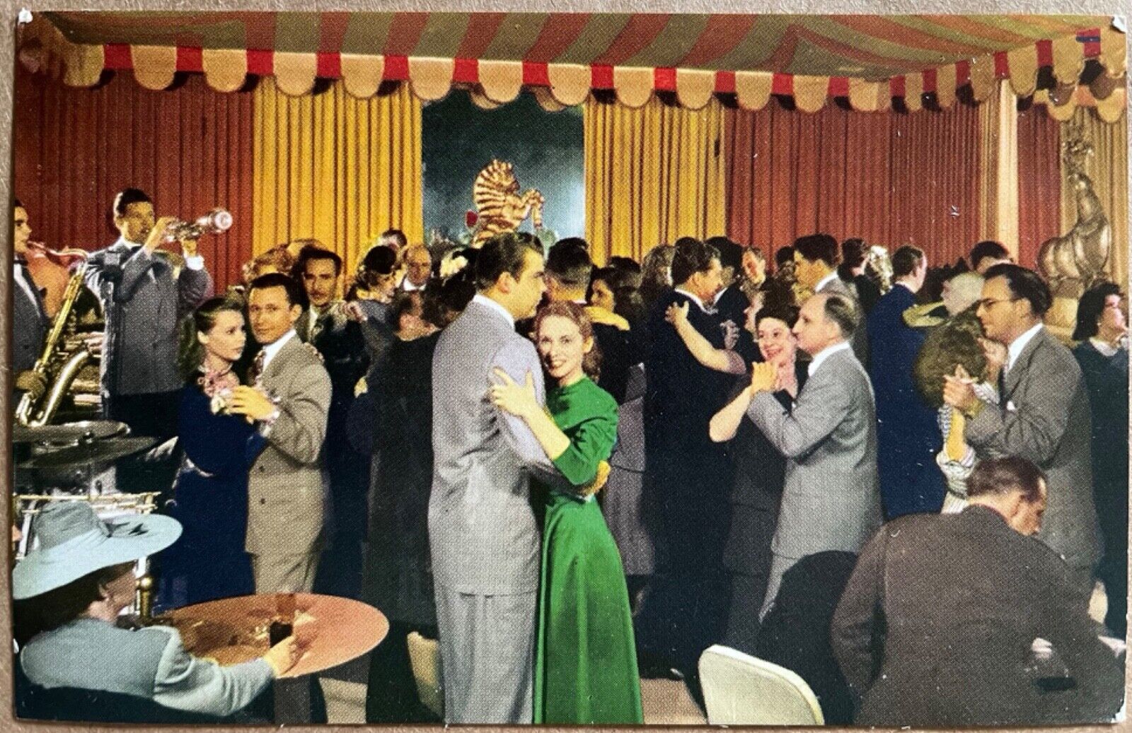 San Francisco Fairmont Hotel People Dancing Cirque Room California Postcard 1950