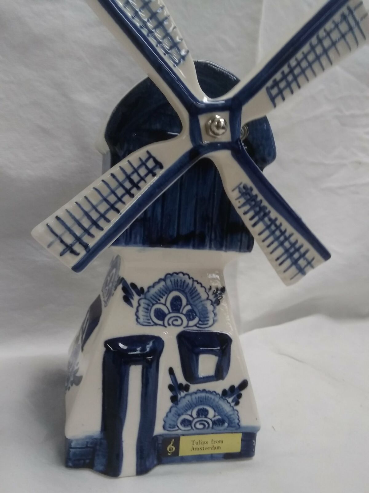 AGRO DELFT BLUE Ceramic Painted Spinning Windmill Dutch Holland