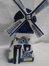 AGRO DELFT BLUE Ceramic Painted Spinning Windmill Dutch Holland picture