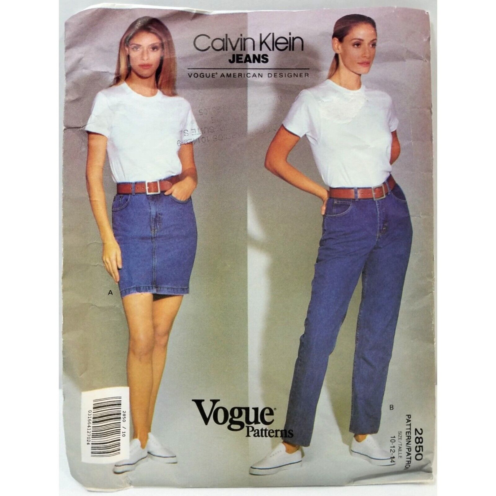 Vogue Sewing Pattern 2850 Calvin Klein Jeans Shorts Women\'s size 10-12-14 uncut