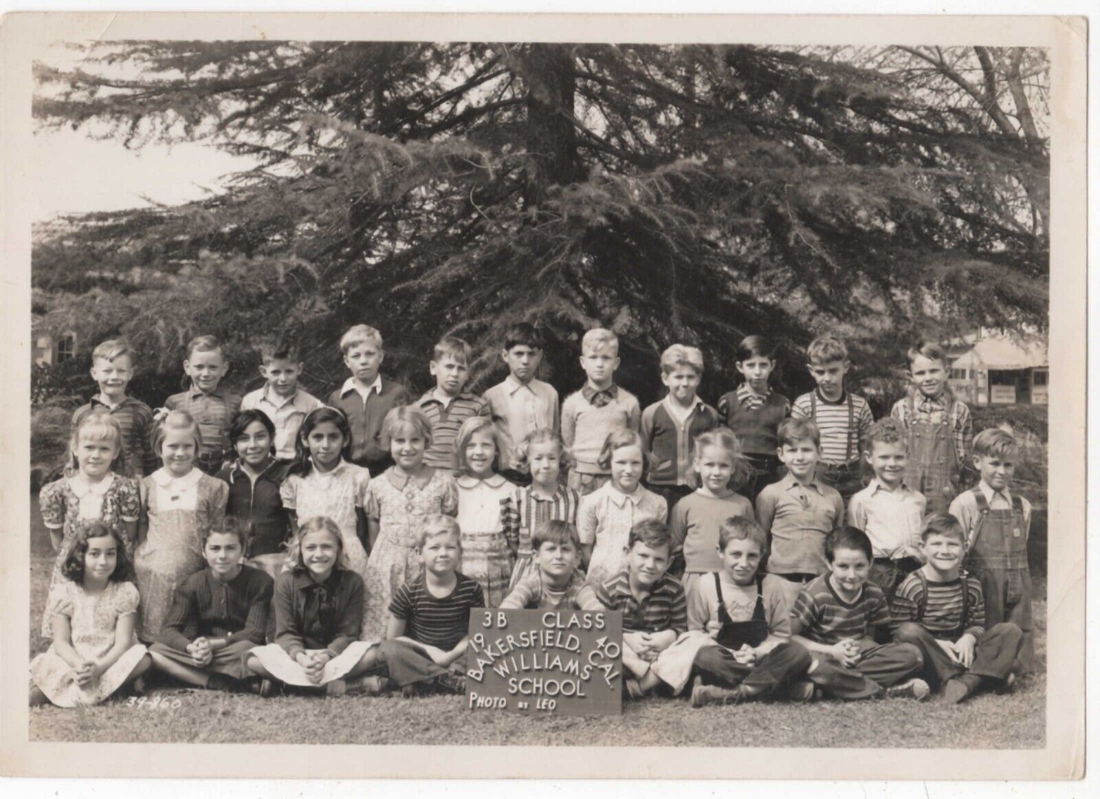 1940 WILLIAMS SCHOOL 3rd GRADE CLASS PHOTOGRAPH BAKERSFIELD, CA