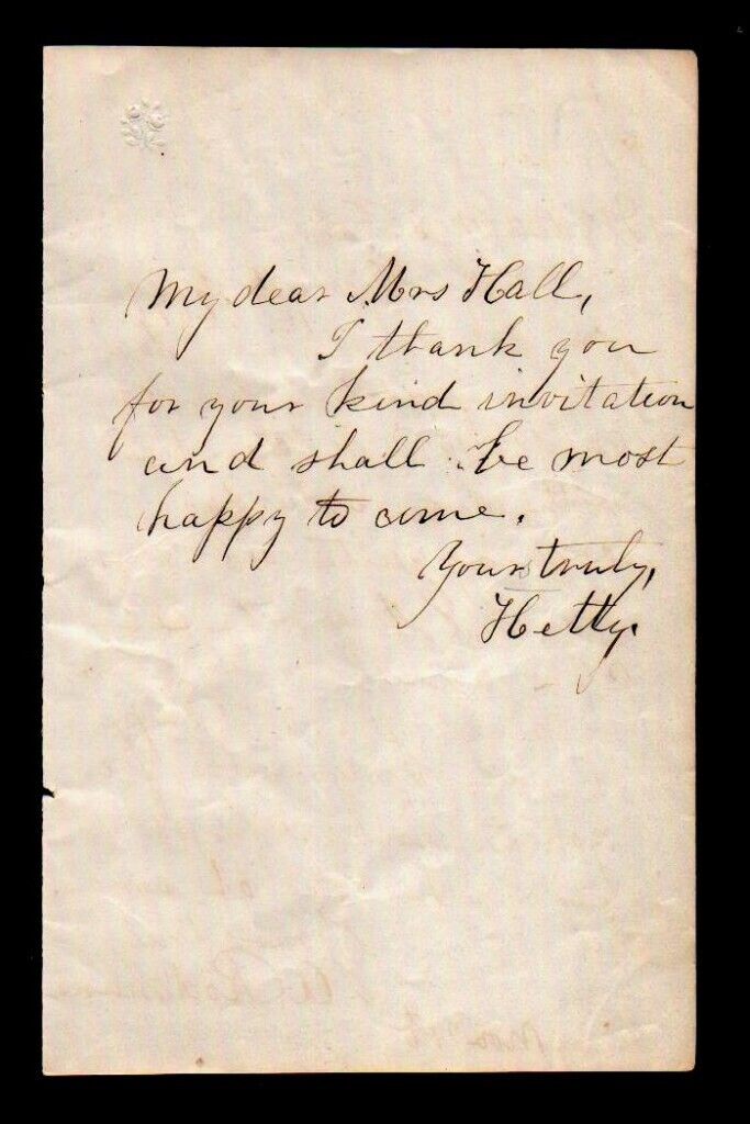 c1850 Hetty Green - The Witch of Wall Street - age 15 -- practices her SIGNATURE