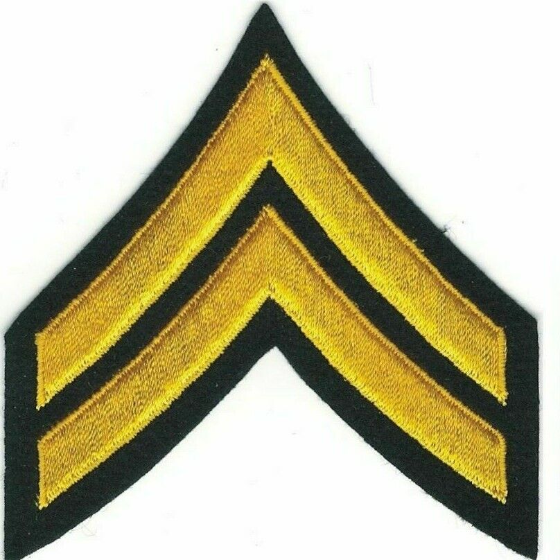 Military E4 Corporal Rank Insignia Iron on Sew on patch
