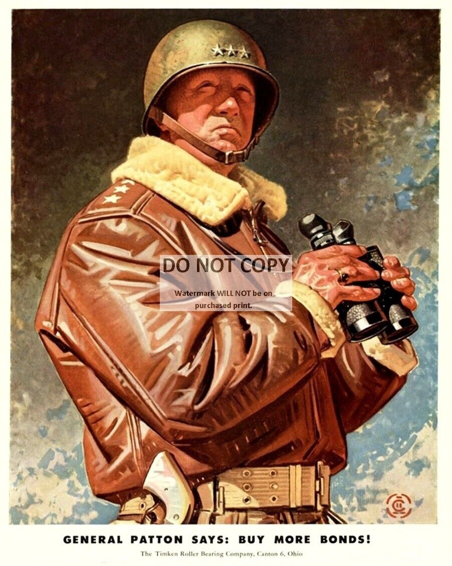 ADVERTISEMENT FEATURING GENERAL GEORGE PATTON PAINTING - 8X10 PHOTO (FB-080)