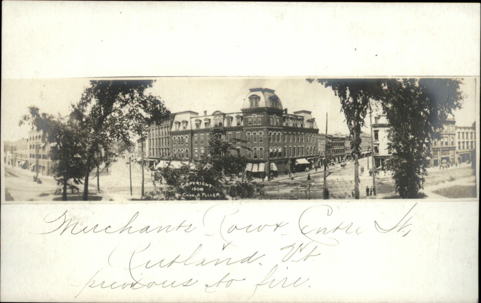 RPPC Merchants Row Centre St Rutland Vermont before 1906 fire ~ UDB real photo