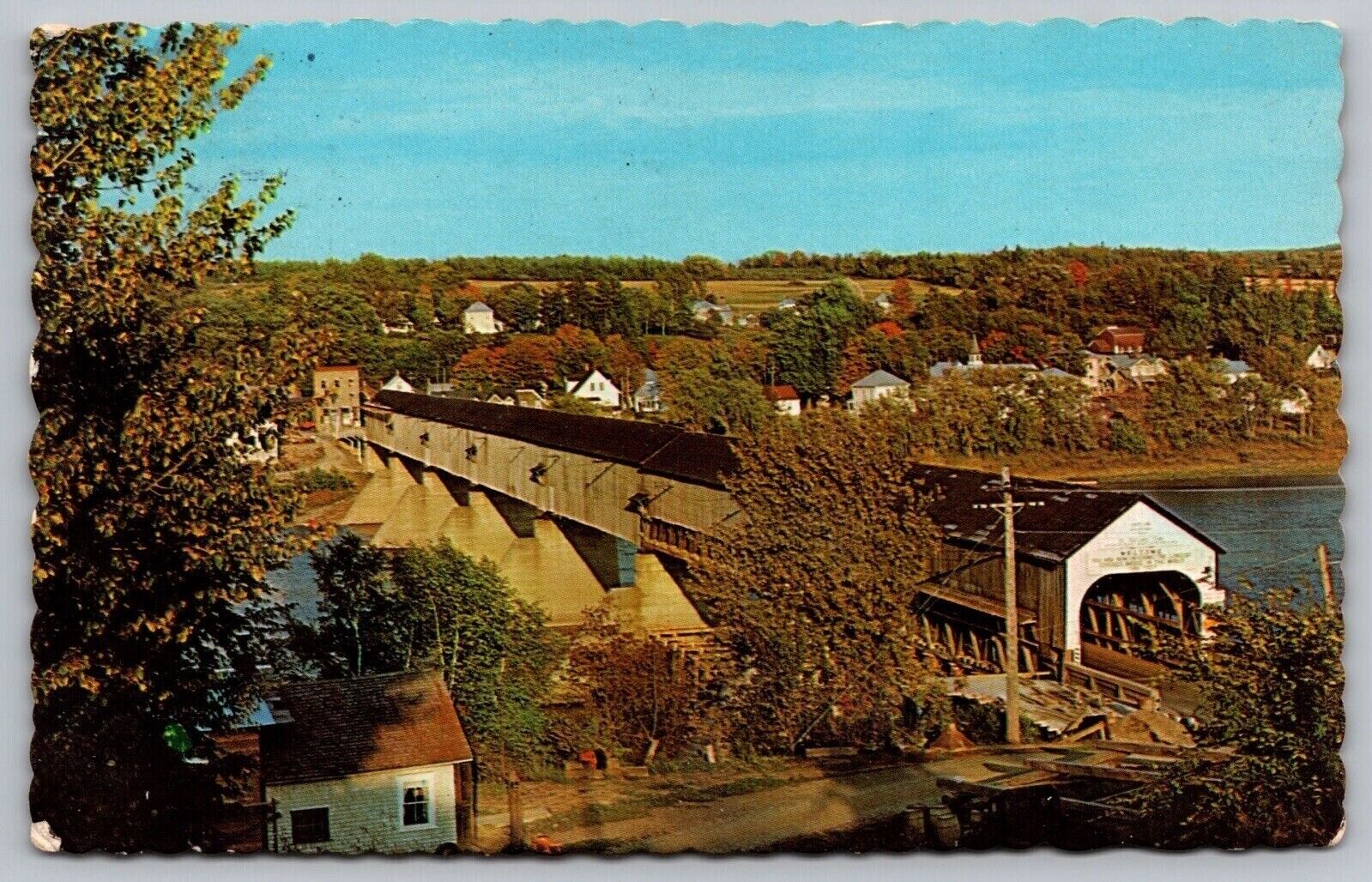 Covered Bridge World Saint John River Hartland New Brunswick Canada VNG Postcard