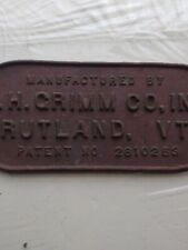 G.H. Grimm Co. Rutland VT Antique  Tractor Cast Iron ORIGINAL PATINA 12