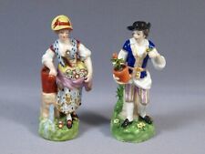 Bloor Derby  1784-1825 PAIR 2 Figurines  Boy Girl Lady Man Flowers Antique picture