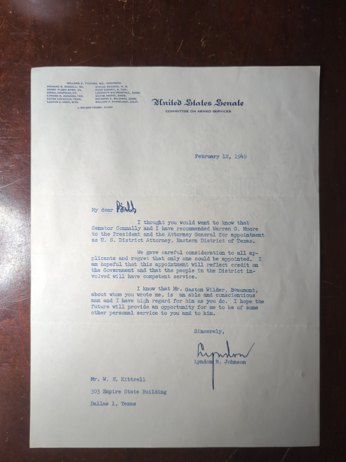 LBJ Signed Senator Letter Rare Lyndon B Johnson Autograph Historical Piece TLS LBJ Signed Senator Letter Rare Lyndon B Johnson Autograph Historical Piece TLS
