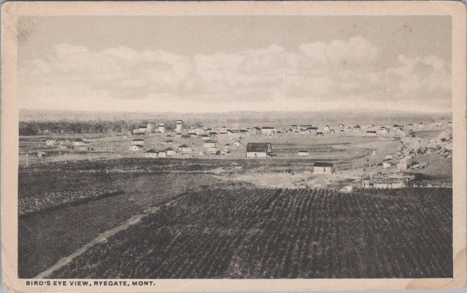 Birds Eye View Ryegate Montana MT Grain Elevators Farming Bloom 1910s Postcard Birds Eye View Ryegate Montana MT Grain Elevators Farming Bloom 1910s Postcard