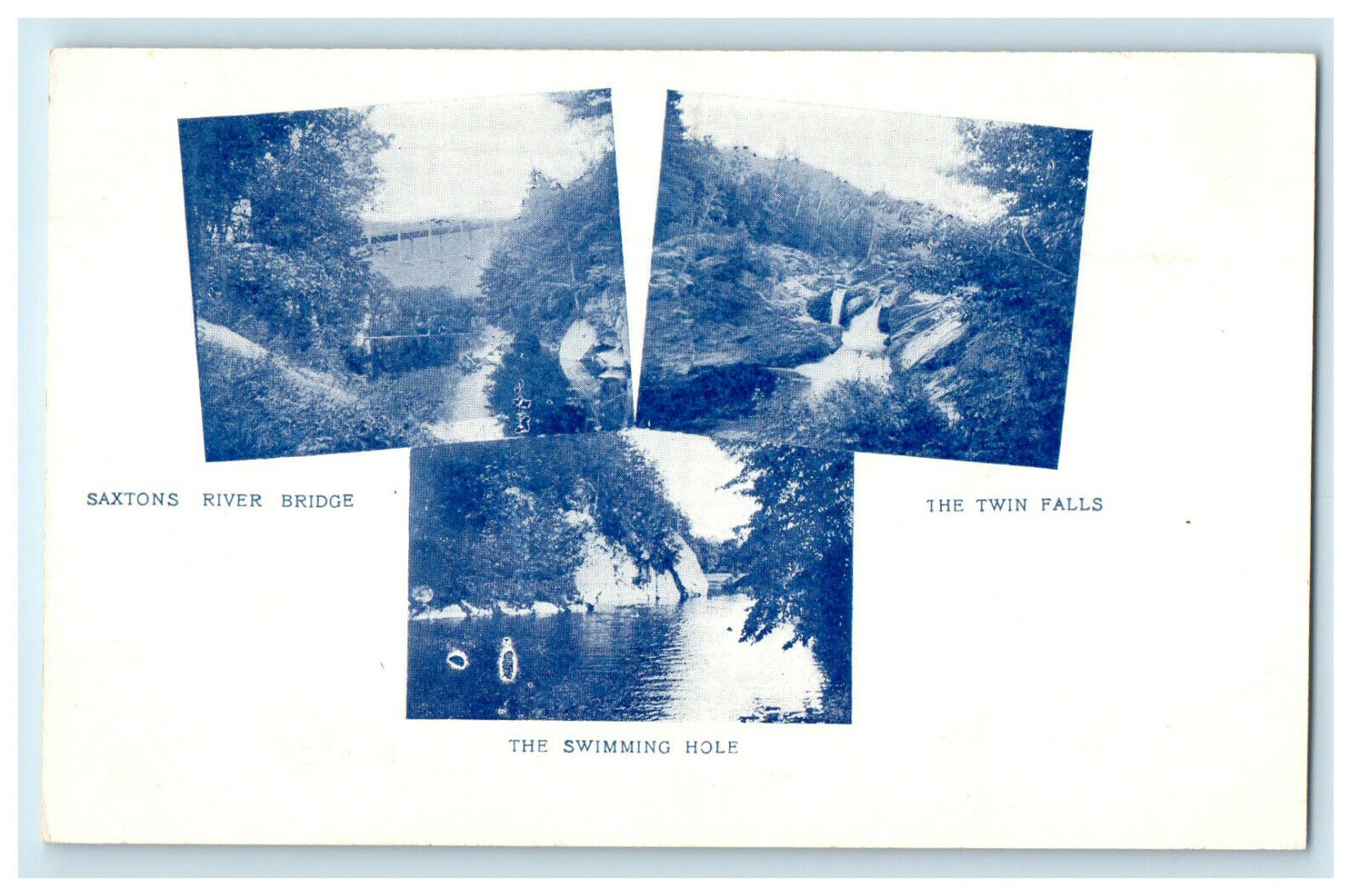 c1900s Saxtons River Bridge, Twin Falls and Swimming Hole VT PMC Postcard
