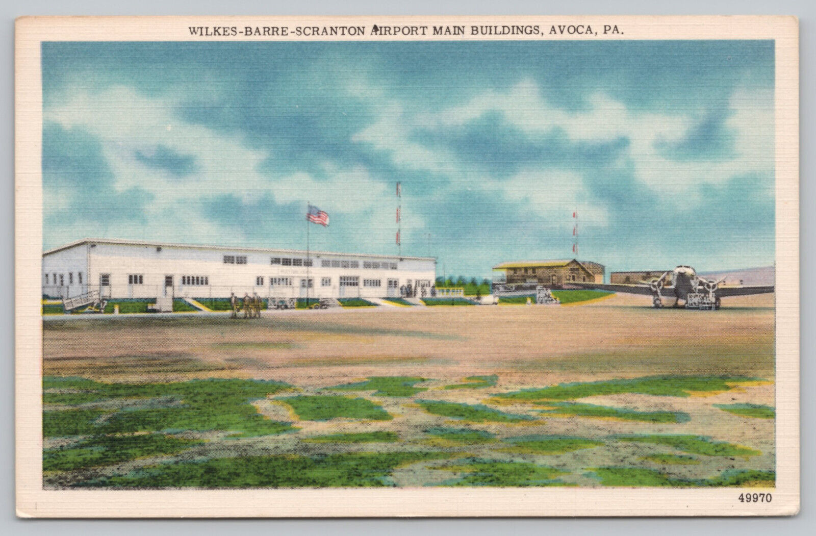 Avoca Pa Pennsylvania - Wilkes Barre Scranton Airport - Postcard - circa 1948