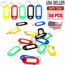 50 PCS Plastic Key Tags W/ Split Ring Luggage Fobs ID Card Name Label Keychain picture