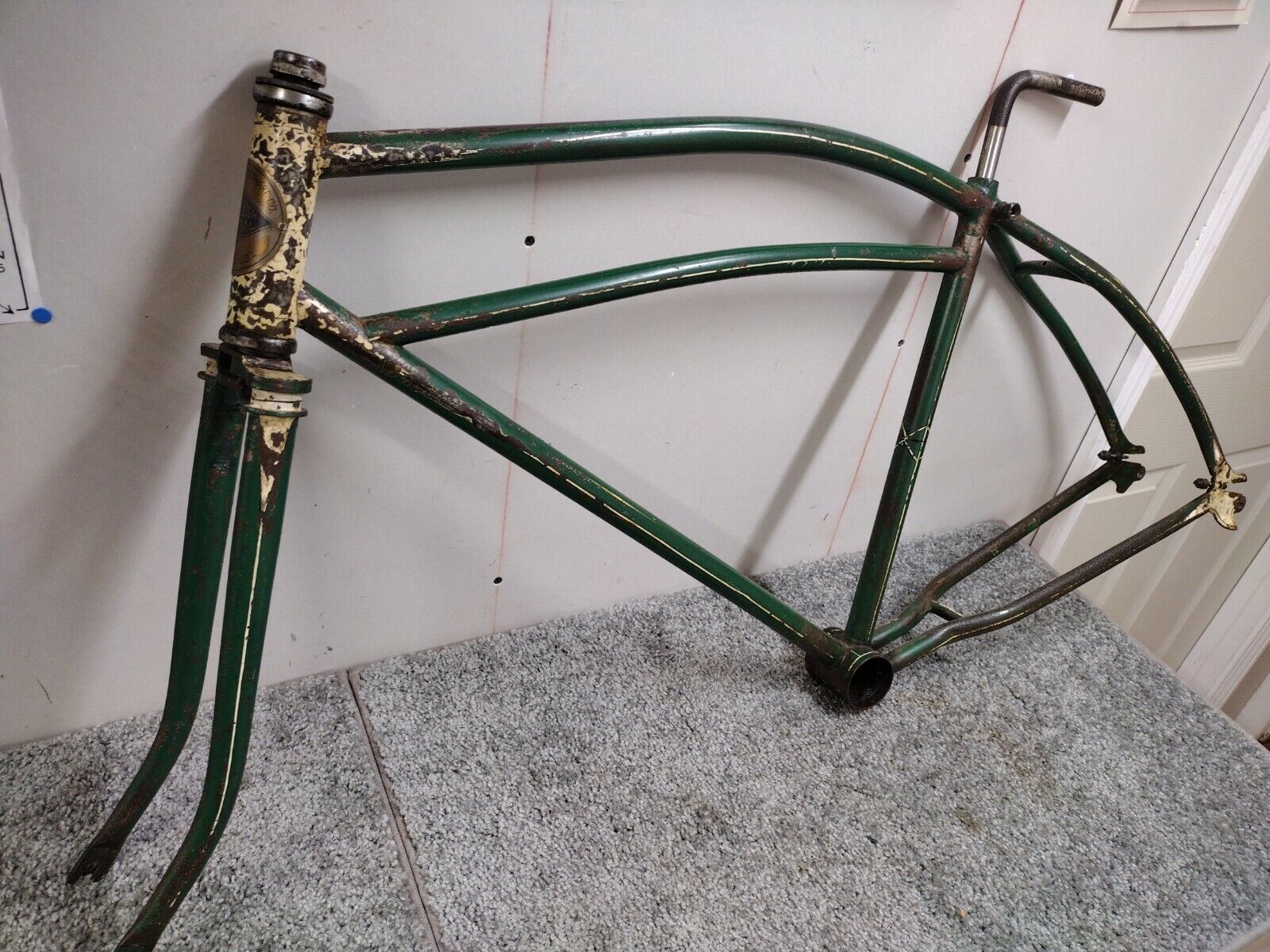 Vintage 1937 Columbia Westfield built 26 mens prewar bicycle frame fork klunker 