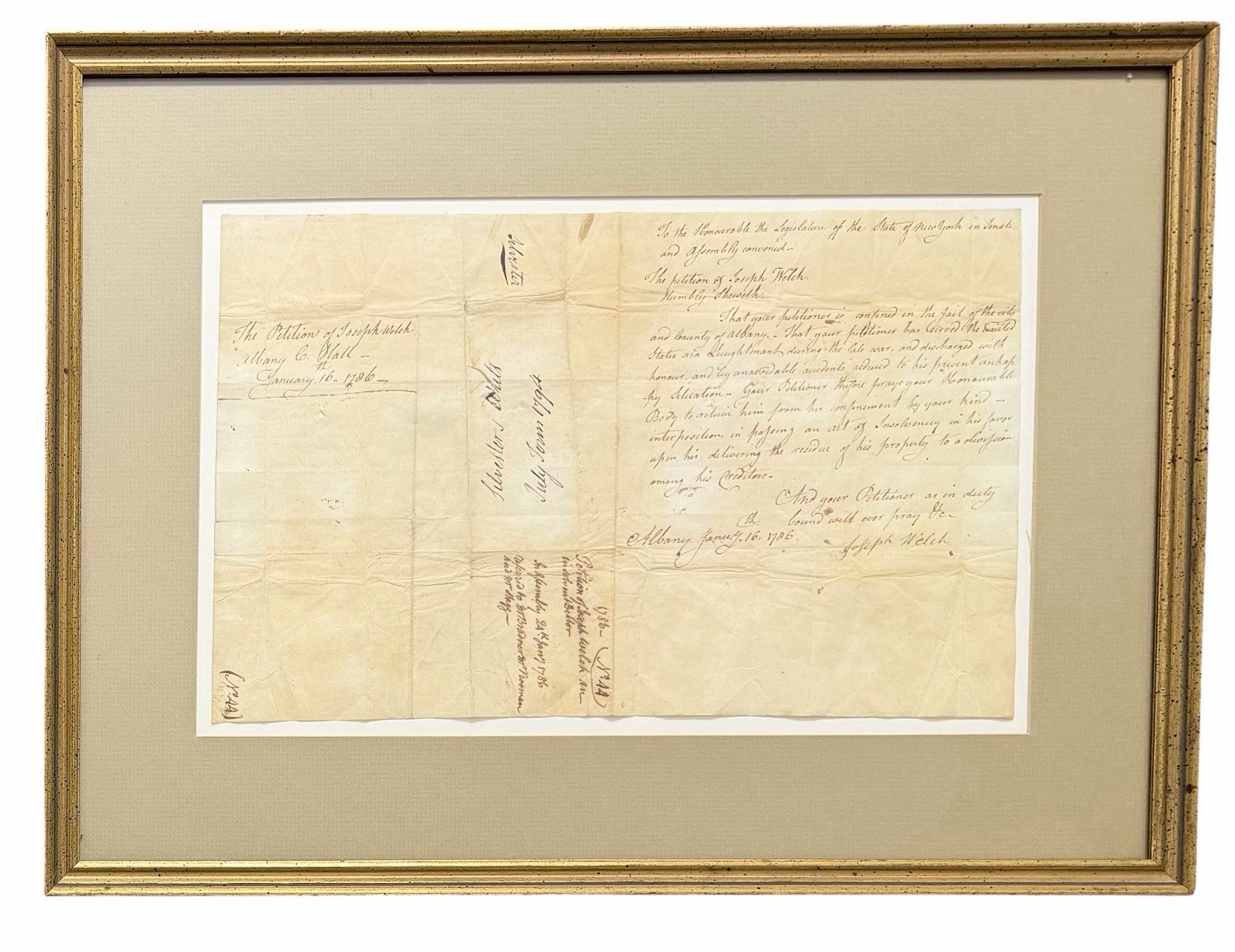1786 Original Manuscript Letter Albany NY Petition Early American Document 1786 Original Manuscript Letter Albany NY Petition Early American Document