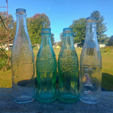 Lot of 2 different coca cola Coke & 2 Pepsi Athens Ohio bottles picture