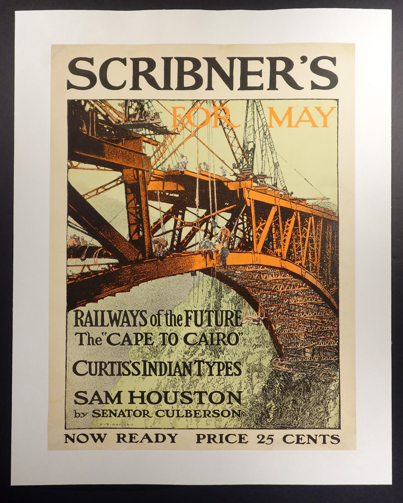 Vintage Scribner\'s poster Frank B. Masters Railways of the Future circa 1900