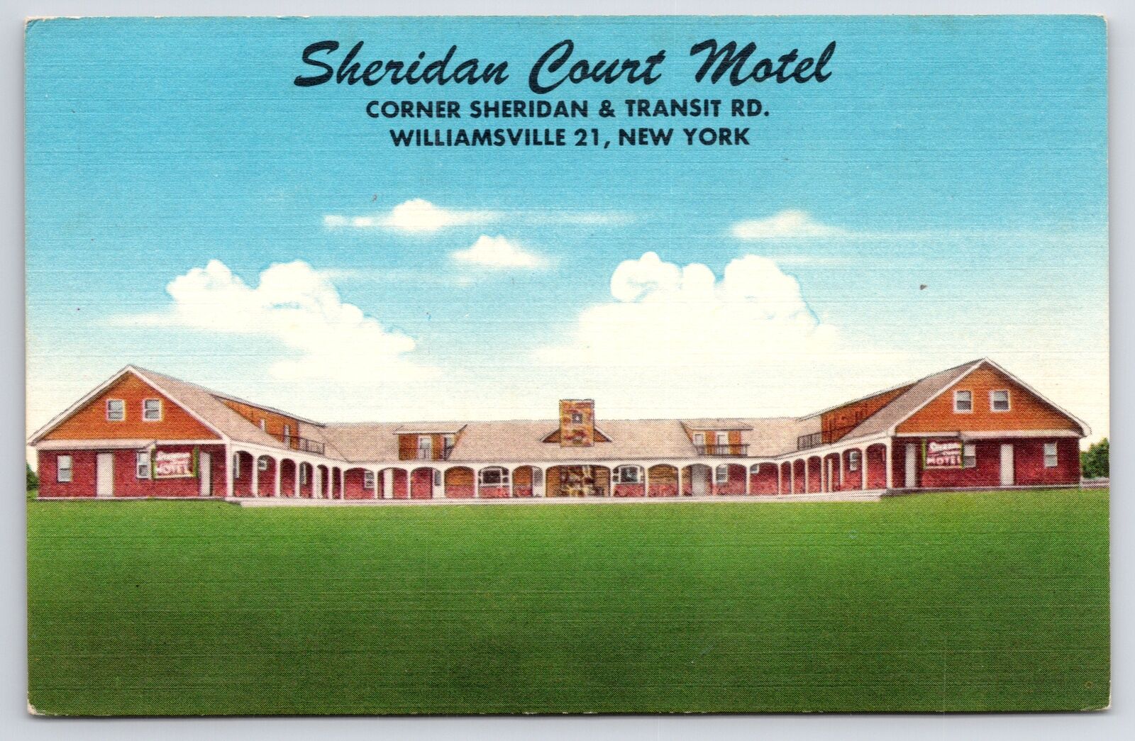 Williamsville New York~Sheridan Court Motel~Roadside~Linen Postcard
