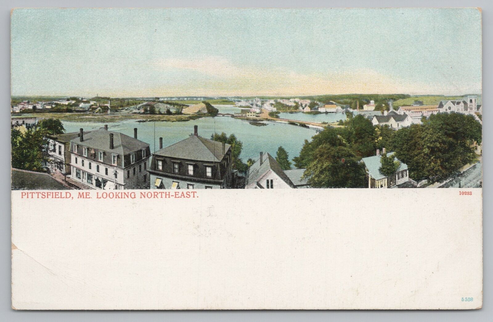 Pittsfield Maine~Birdseye View Northeast~Bridge~Factories~Vintage Postcard