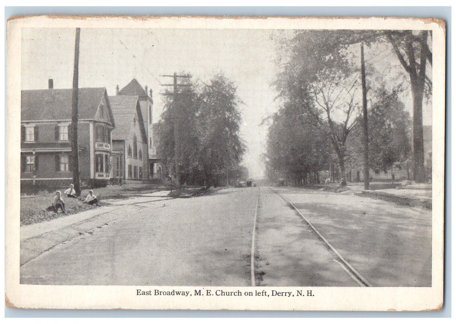Derry New Hampshire Postcard East Broadway ME Church Road c1920 Vintage Antique