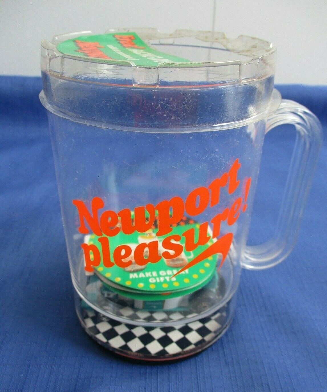 NEW Vintage Newport Pleasure Cigarettes Plastic Racecar Mug 1990's Promotion