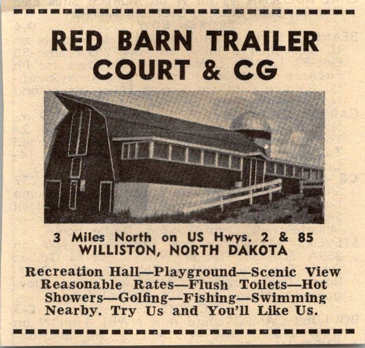 Red Barn Trailer Court & CG Rec Hall Playground Williston ND 1974 Ad TAK7-S9 Red Barn Trailer Court & CG Rec Hall Playground Williston ND 1974 Ad TAK7-S9