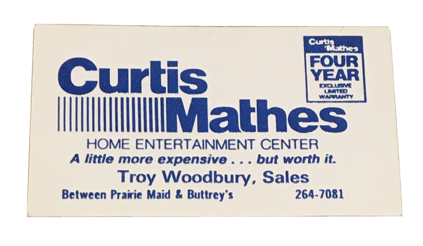 Vtg Curtis Mathes Corporation Business Card Troy Woodbury Dickinson North Dakota