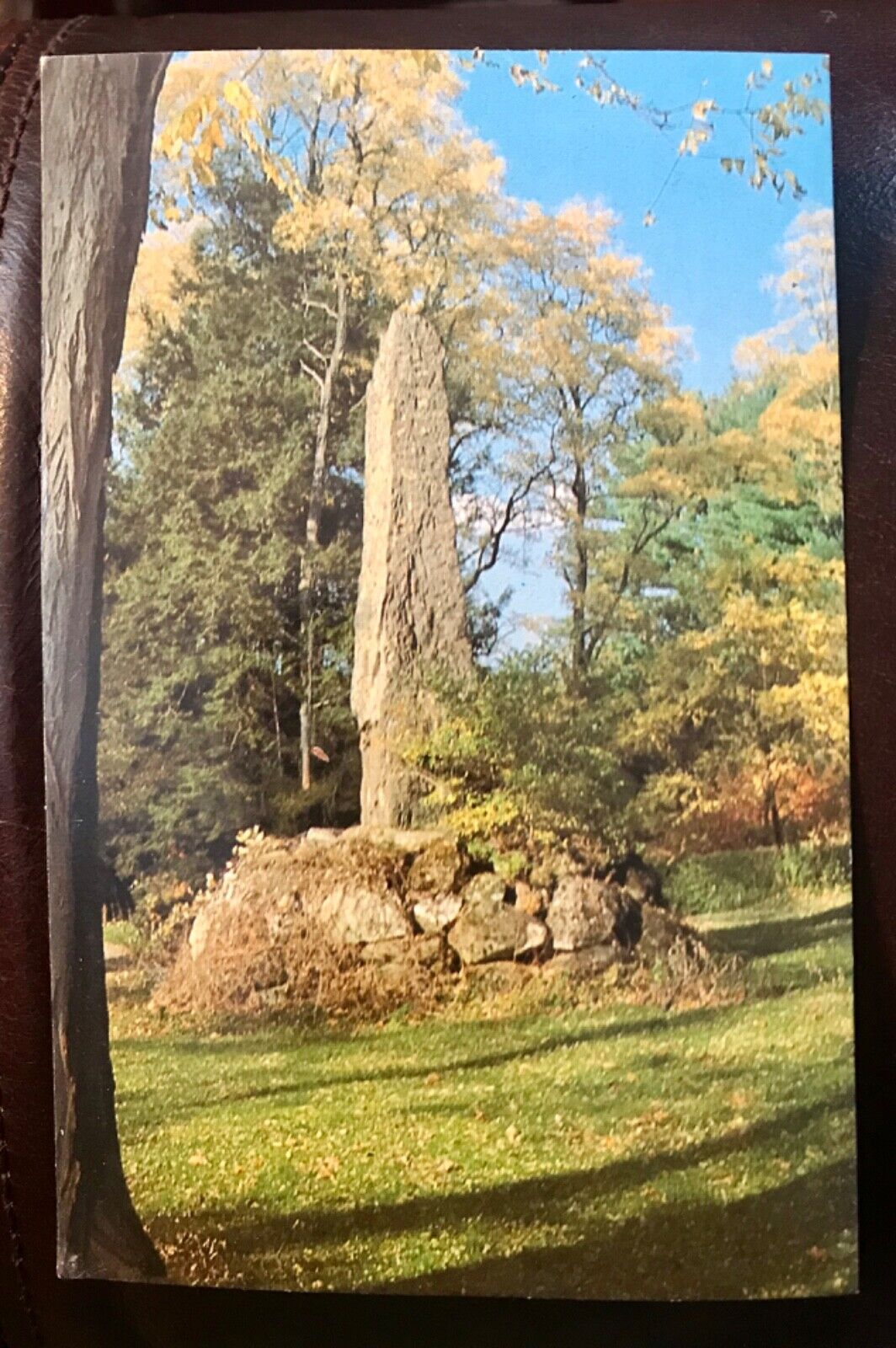 POSTCARD OF THE INDIAN MAHICAN MONUMENT  IN STOCKBRIDGE MA UNPOSTED