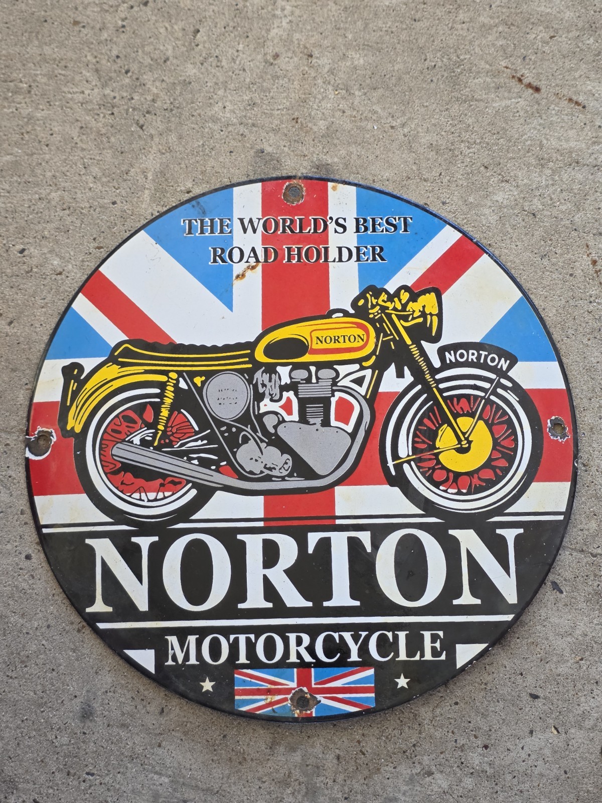 VINTAGE NORTON MOTORCYCLE PORCELAIN SIGN WORKS BEST ROAD HOLDER 12 VINTAGE NORTON MOTORCYCLE PORCELAIN SIGN WORKS BEST ROAD HOLDER 12