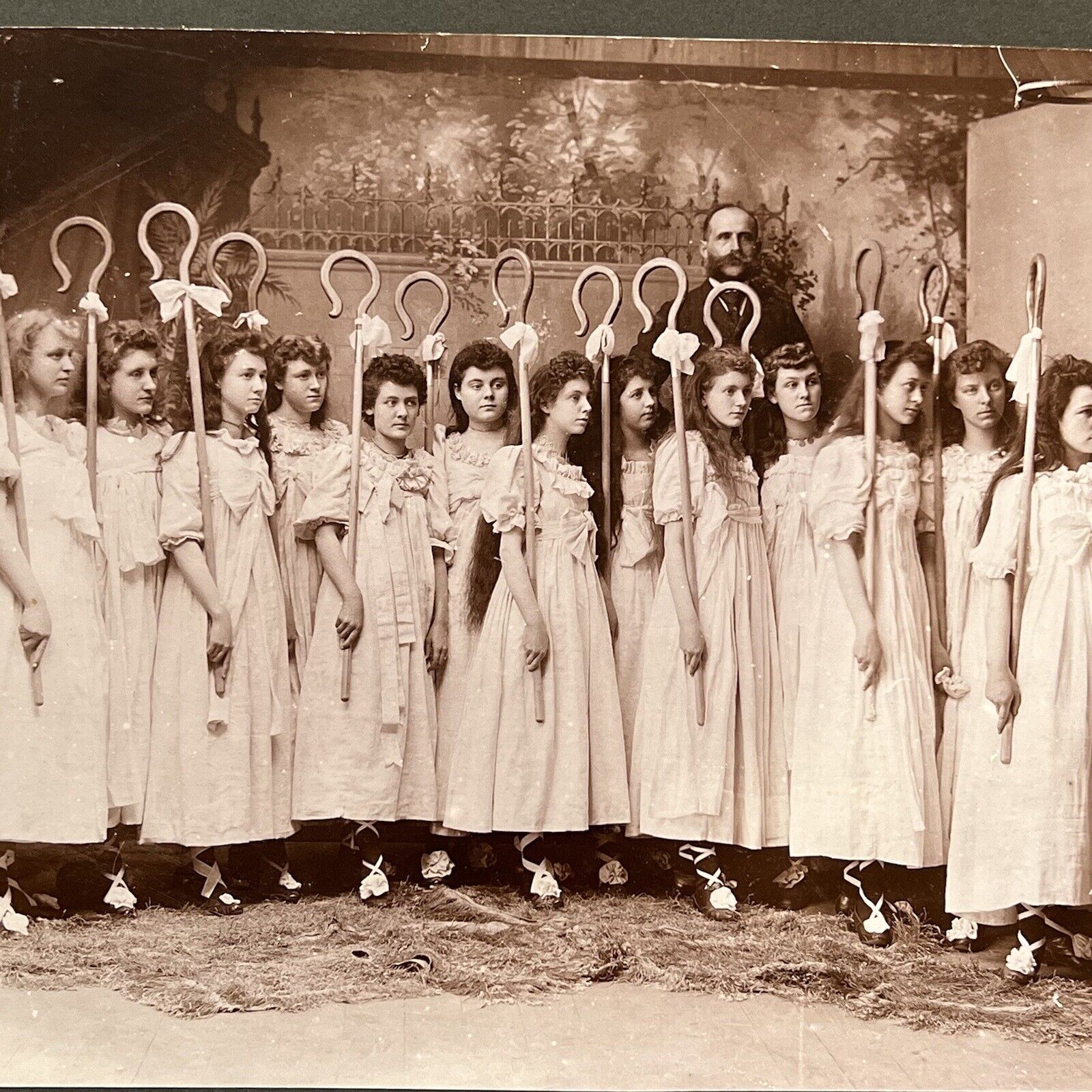 Antique Large Cabinet Card Photograph Young Women School Crook Odd Cambridge IL