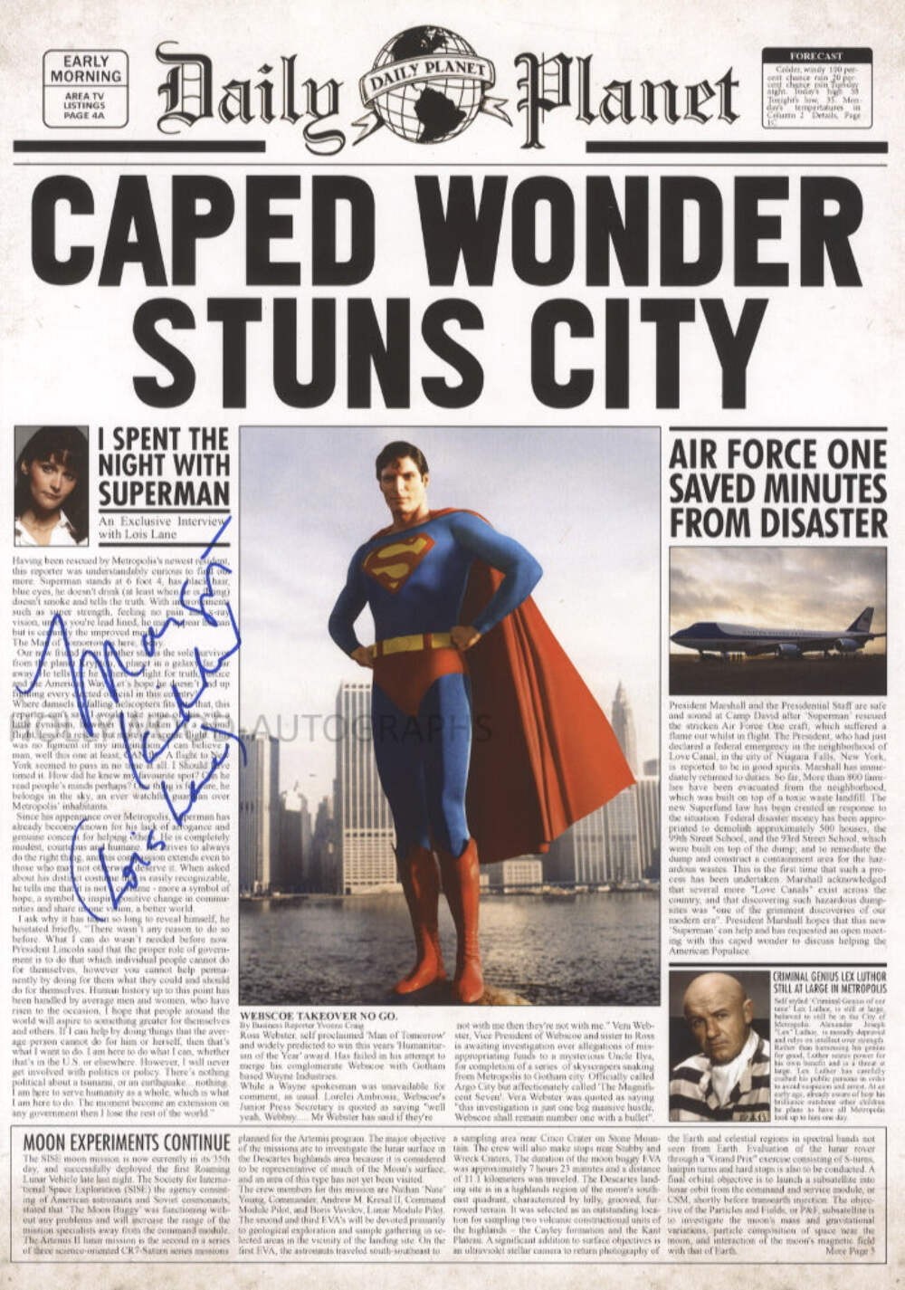MARGOT KIDDER - Superman - A3 Newspaper Homage Cover GENUINE SIGNED AUTOGRAPH MARGOT KIDDER - Superman - A3 Newspaper Homage Cover GENUINE SIGNED AUTOGRAPH
