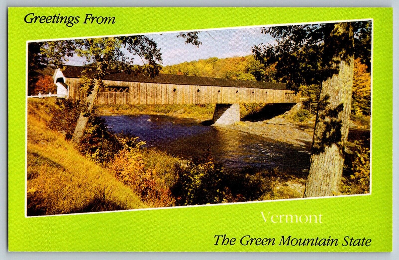 Vermont VT - Dummerston Covered Bridge - Greetings - Vintage Postcard - Unposted
