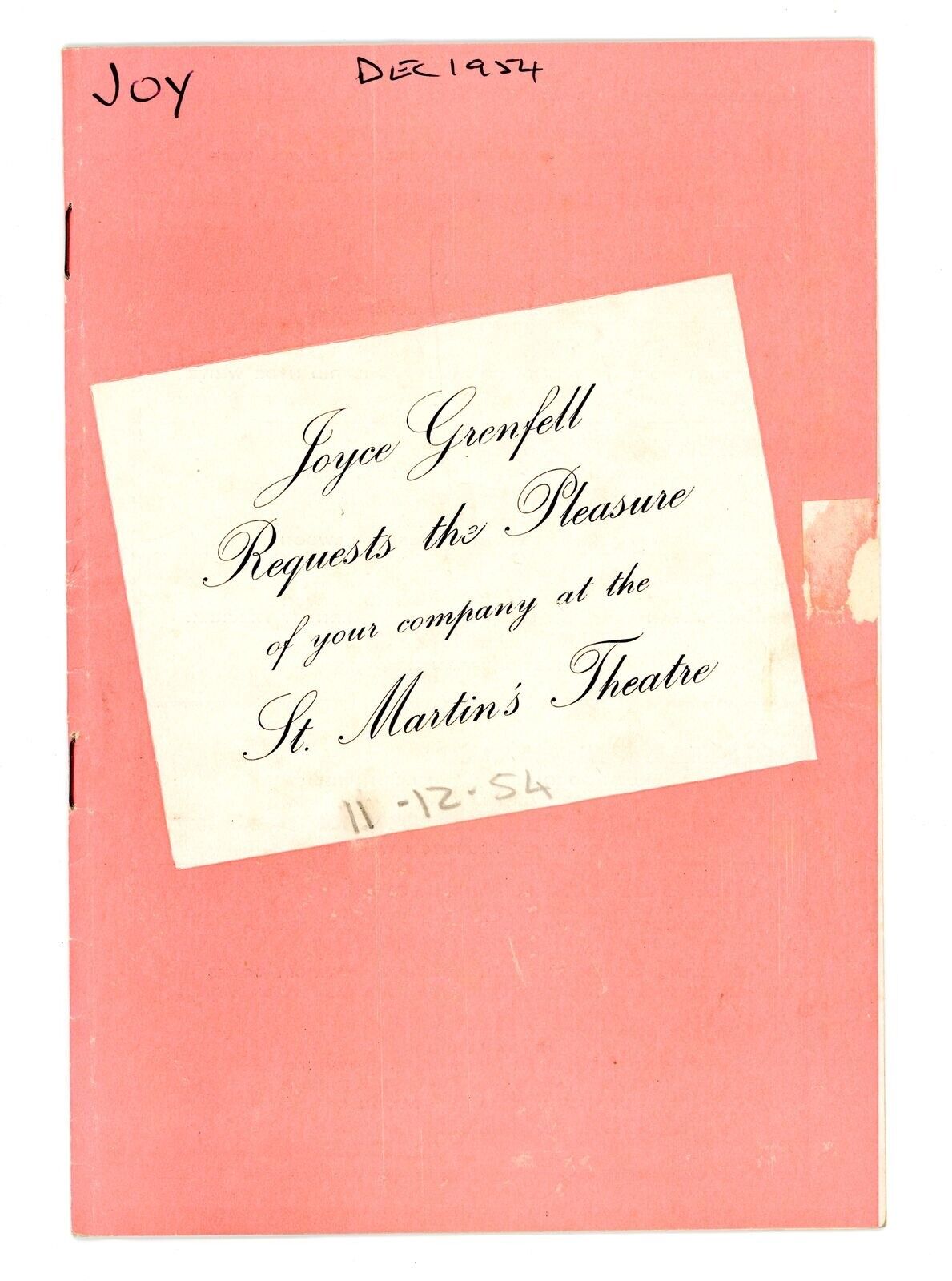 Joyce Grenfell Request the Pleasure of Your Company St Martins Theatre 1954