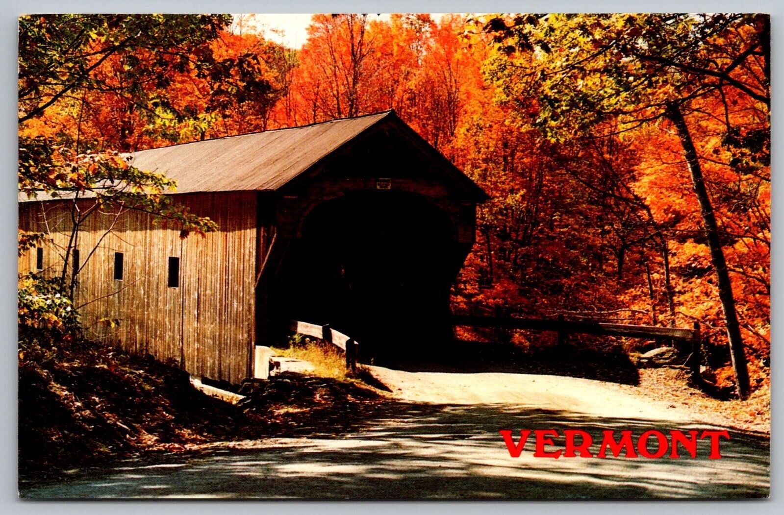 Vermont Downers Covered Bridge Perkinsville Black River Country Road Postcard