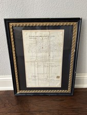 ORIGINAL 1830 Norwich CONNECTICUT Land Grant Orig frame Signed by James Lanman picture