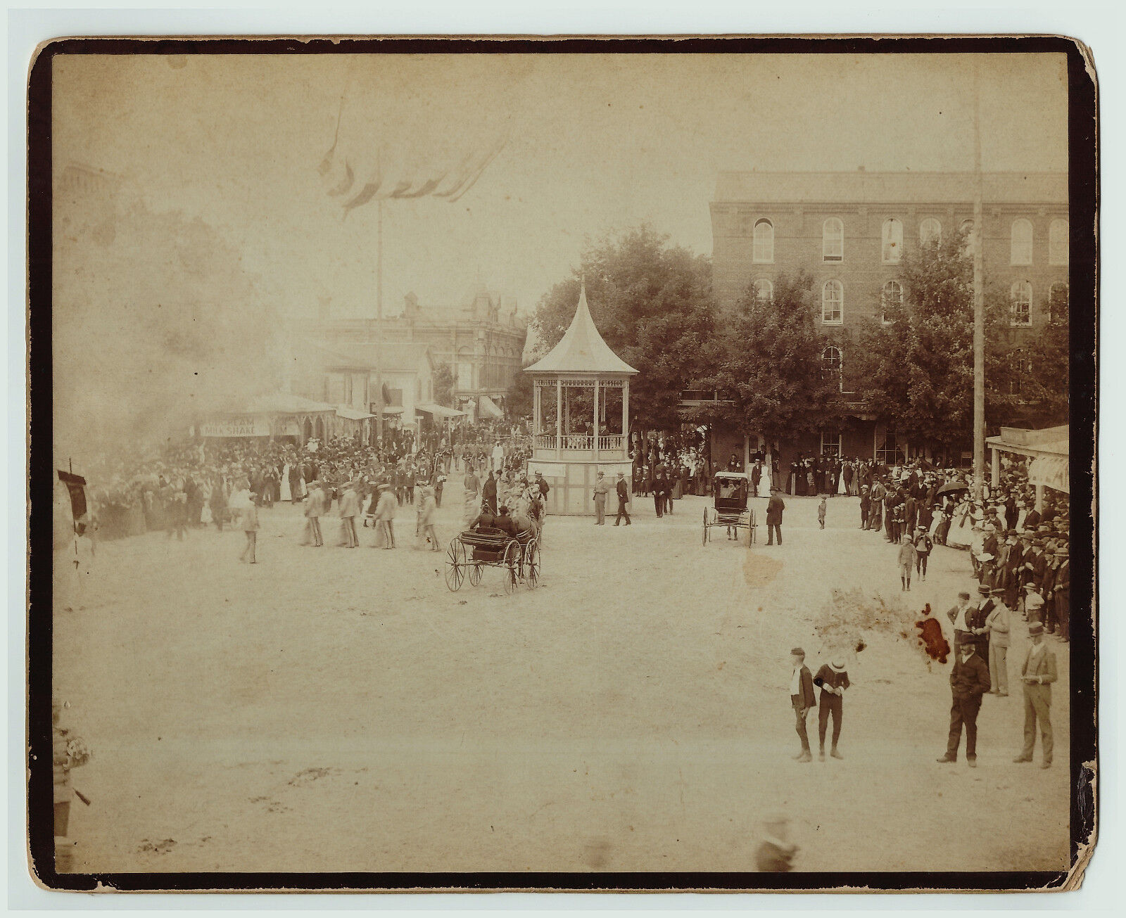 RARE - 2 Large Albumen Photos - Readsboro VT Street Fair - Vermont ca 1870s-1880