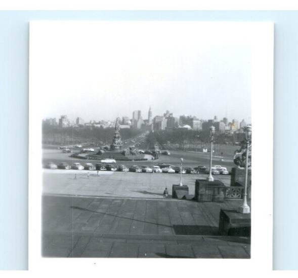 Vintage Photo 1956, Franklin Parkway Philadelphia PA, Skyline, 2x2, B&W