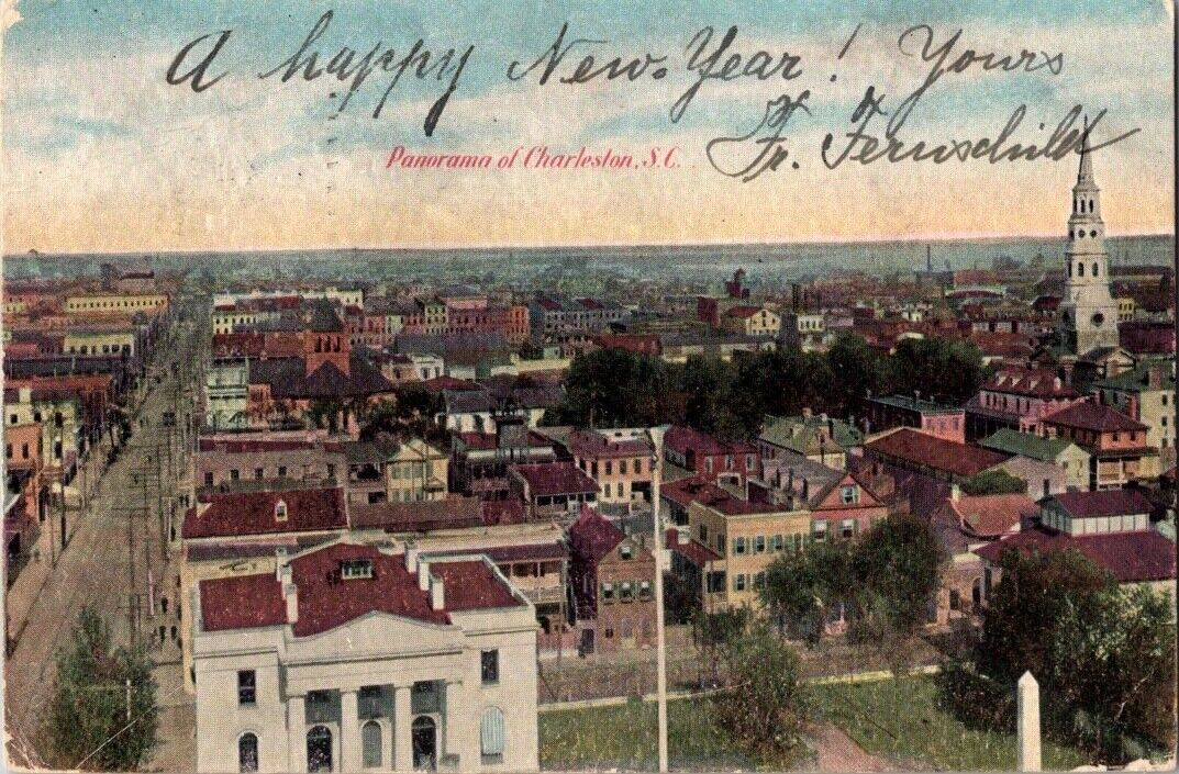 Antique 1907 Panorama of Charleston South Carolina SC Postcard