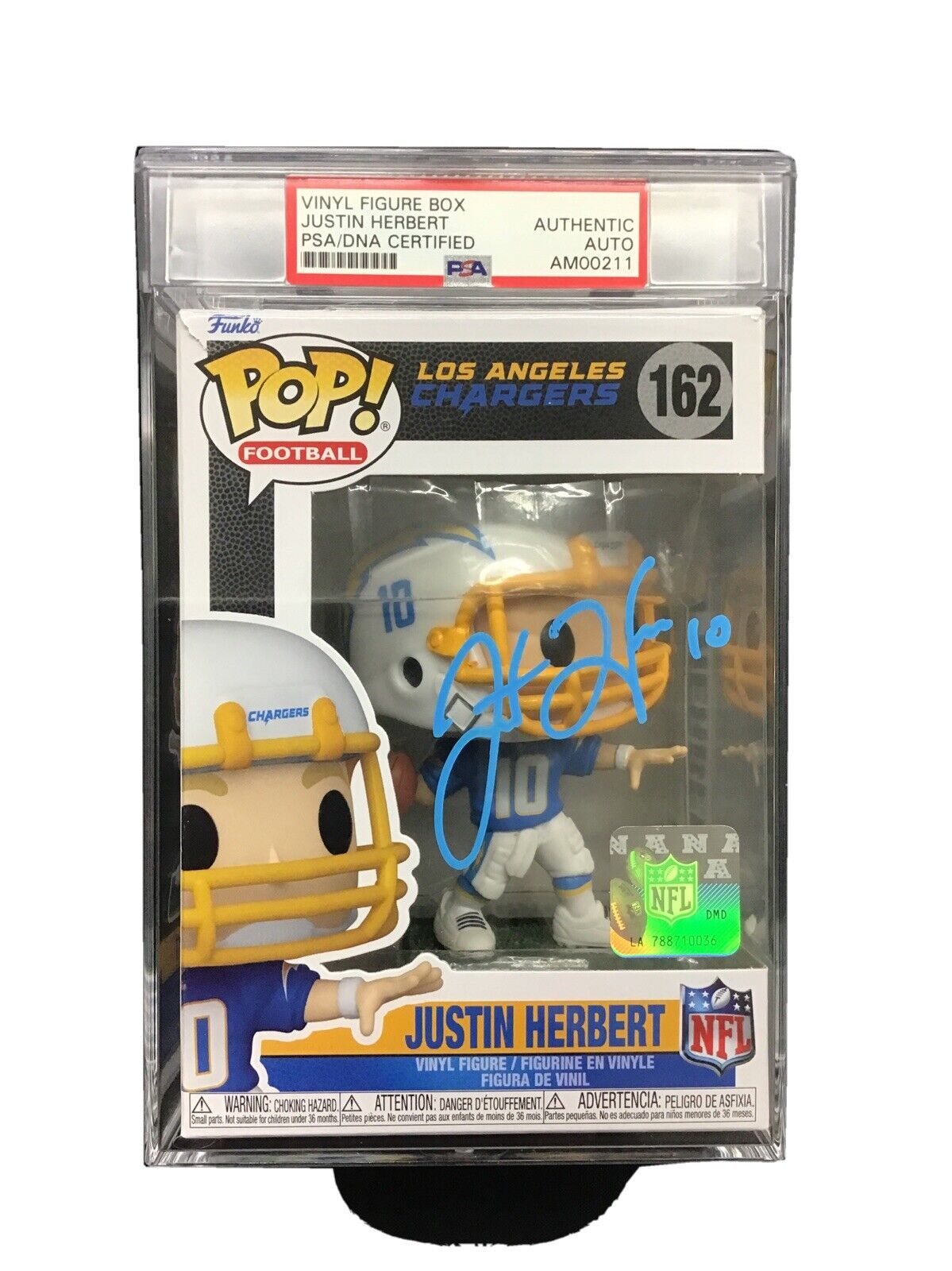 JUSTIN HERBERT SIGNED CHARGERS FUNKO POP #162 PSA SLABED AM00211