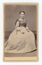 Antique CDV Circa 1860s Beautiful Woman in Stunning Dress Sitting Springfield MA picture